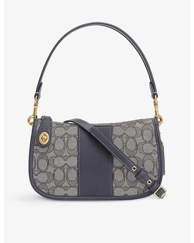 COACH Swinger Cotton-canvas And Leather Shoulder Bag - Gray