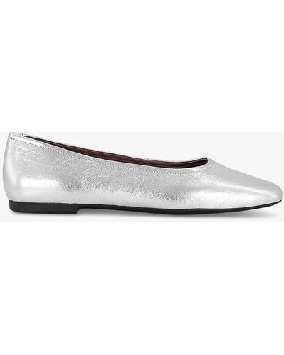 Vagabond Shoemakers Jolin Classic Metallic-leather Ballet Flats - White