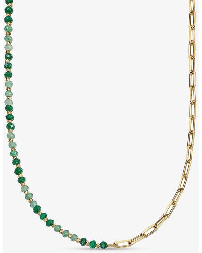 Astley Clarke Biography 18ct Yellow Gold-plated Vermeil Sterling-silver And Green Jade Link Necklace - Natural