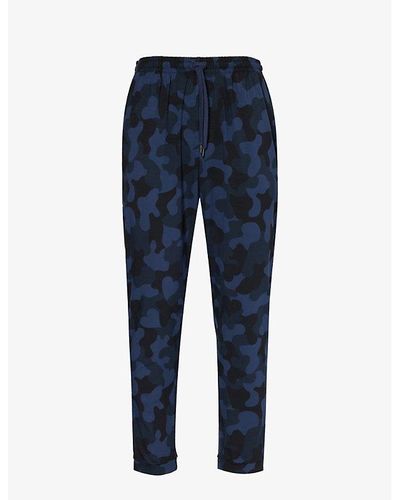 Derek Rose London Camouflage-print Stretch-woven Pyjama Bottoms Xx - Blue