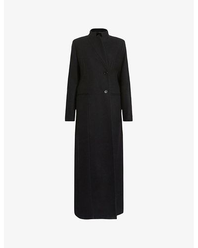 AllSaints Sonnie Asymmetric Wool-blend Coat - Black