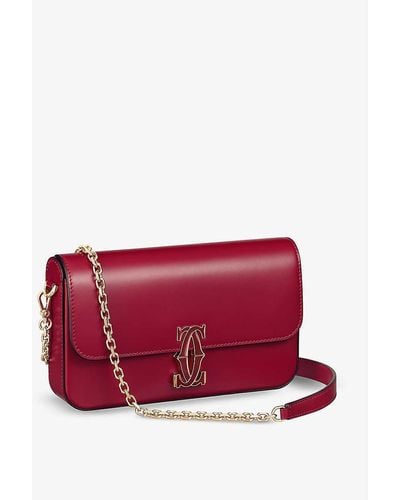 Cartier C De Mini Leather Shoulder Bag - Red