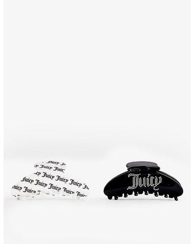 Juicy Couture Brand-print Pack Of Three Acetate Hair Clips - White