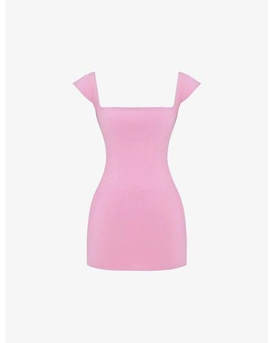 House Of Cb Leonida Corseted Woven Mini Dres - Pink