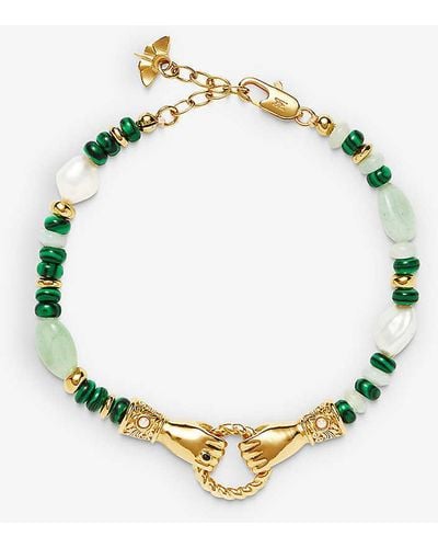 Missoma Harris Reed X In Good Hands Recycled 18ct Yellow-gold Plated Brass, Quartz, Calcite, Aventurine And Pearl Bracelet - Metallic