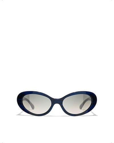 Chanel Ch5515 Oval-frame Acetate Sunglasses - Blue