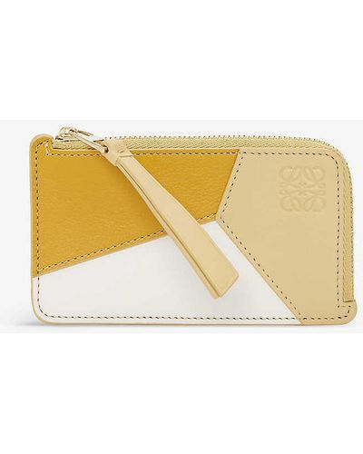 Loewe Puzzle Leather Card Holder - Yellow