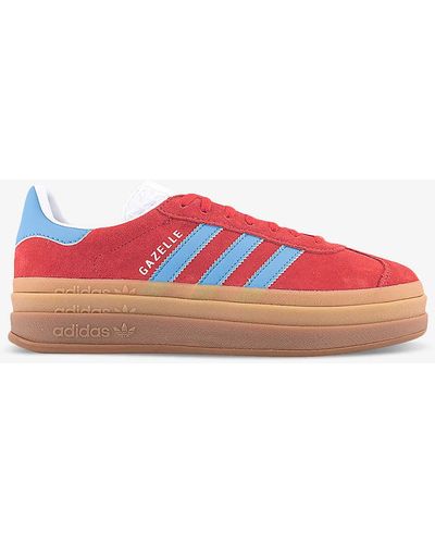 adidas Gazelle Bold 3-stripes Suede Low-top Platform Trainers - Red
