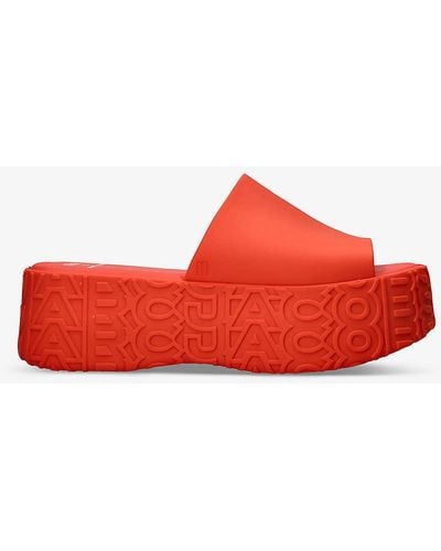 Melissa X Marc Jacobs Becky Chunky-sole Pvc Platform Sliders - Red