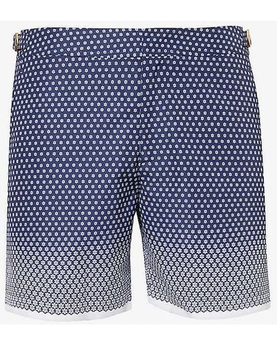 Orlebar Brown Bulldog Patterned Waist-adjuster Swim Shorts - Blue