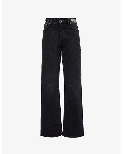 Rabanne Chainmail-embellished Flared-leg High-rise Jeans - Black