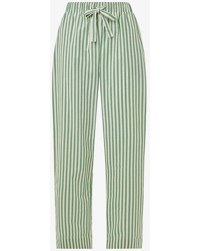 Whistles Stripe-print Relaxed-fit Cotton Pyjama Bottoms - Green