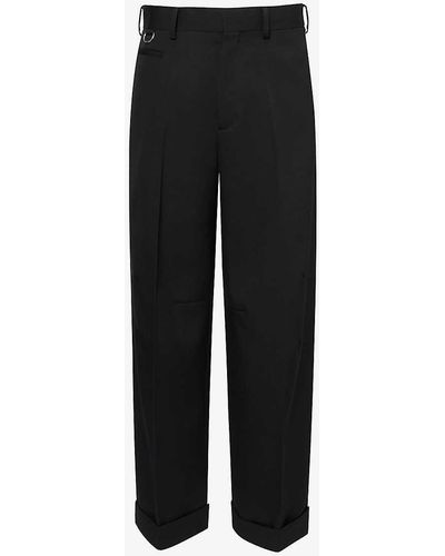 Undercover D-ring Wide-leg Relaxed-fit Wool Trousers - Black