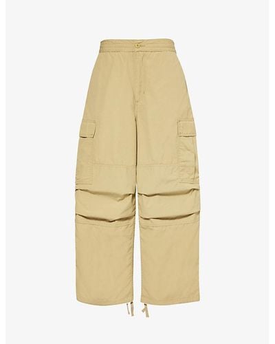 Carhartt Jet Flap-pocket Wide-leg Mid-rise Cotton Trousers - Natural