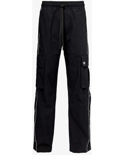 NAHMIAS Track Cargo Brand-patch Wide-leg Cotton-poplin jogging Bottoms - Black