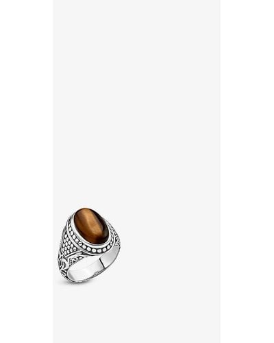 Thomas Sabo Signet Sterling-silver And Tiger's Eye Ring - Brown