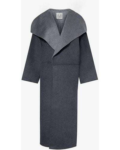 Totême Signature Shawl-collar Wool And Cashmere-blend Coat - Blue