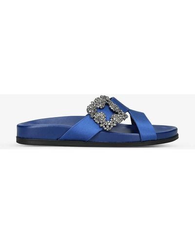 Manolo Blahnik Chilanghi Crystal-embellished Satin Sandals - Blue