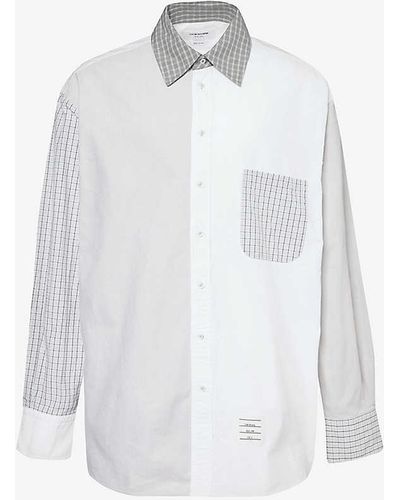 Thom Browne Funmix Contrast-panel Cotton Shirt - White