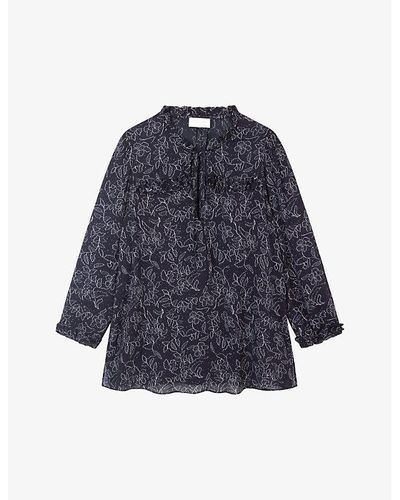 The White Company Georgette Print-embellished Woven Blouse - Blue