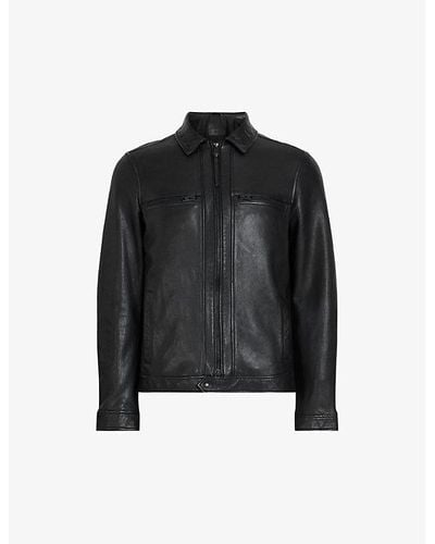 AllSaints Luck Zip-pocket Regular-fit Leather Jacket X - Black