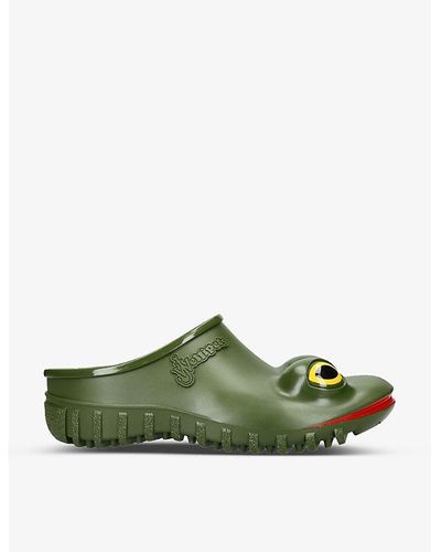 JW Anderson X Wellipets Frog Hand-painted Pvc Clogs - Green