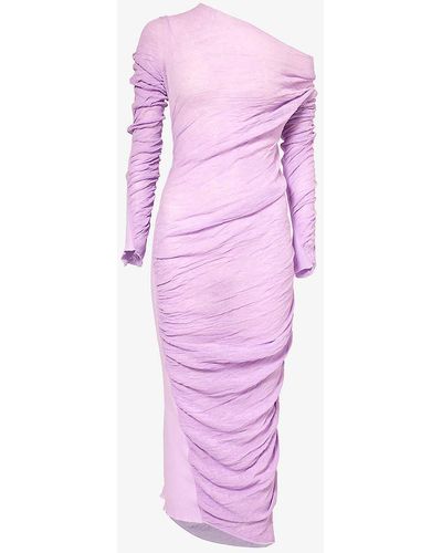 Issey Miyake Ambiguous High-neck Cotton-blend Knit Mini Dress - Pink
