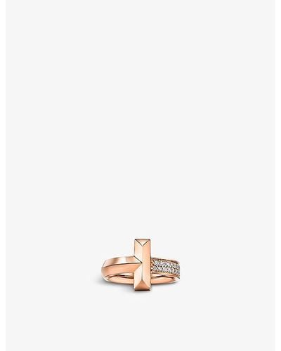 Tiffany & Co. T1 Wide 18ct Rose-gold And 0.19ct Diamond Ring - White