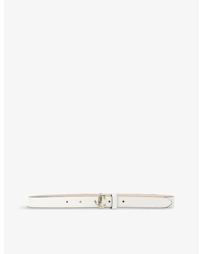 Jimmy Choo Helina Brand-plaque Mini Leather Belt - White