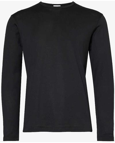 Sunspel Sun Crew-neck Long-sleeve Cotton-jersey T-shirt Xx - Black