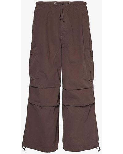 Jaded London Parachute Wide-leg Cotton Trousers - Brown