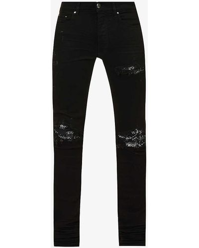 Amiri Mx1 Bandana Distressed Straight-leg Jeans - Black