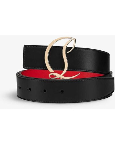 Christian Louboutin Cl Logo-buckle Leather Belt - Black
