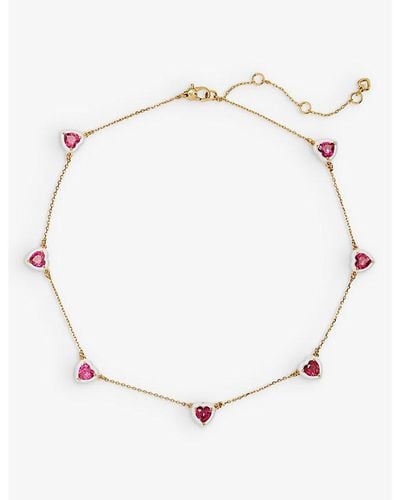 Kate Spade Redstation Brass And Cubic Zirconia Necklace - Natural