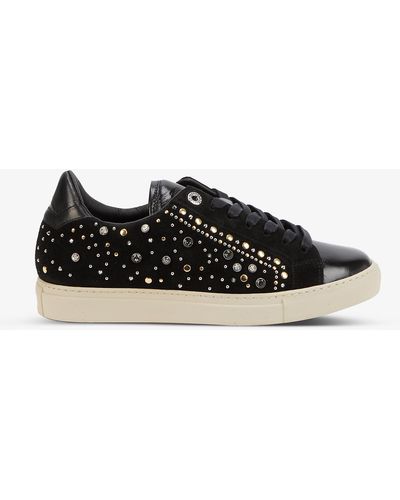 Zadig & Voltaire Zv1747 Jewel-embellished Leather Sneakers - Black