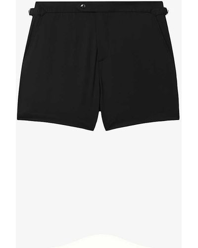 Reiss Sun Side-adjuster Stretch Recycled-polyester Swim Shorts - Black