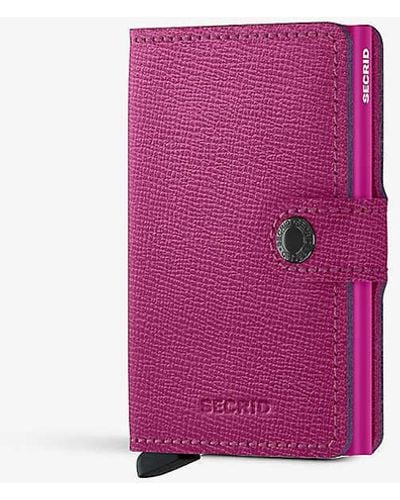 Secrid Miniwallet Grained-leather And Aluminium Wallet - Pink