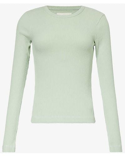 Citizens of Humanity Bina Long-sleeved Organic Cotton-blend Jersey Top - Green