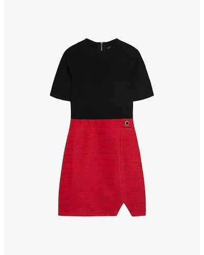 Ted Baker Bailea Textu-knit Woven Mini Dress - Red