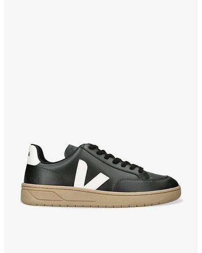 Veja V-12 Leather Low-top Sneaker - Black