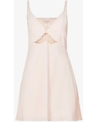 Skin Mara Lace-embellished Organic-cotton Nightdress - Natural