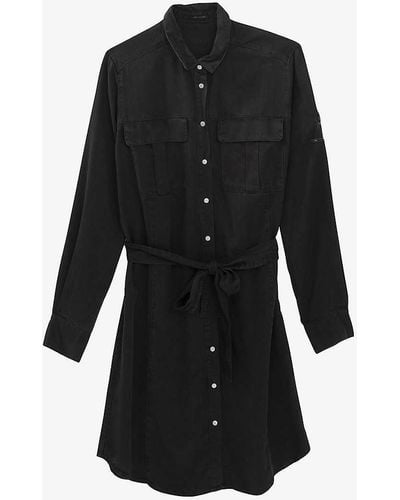 IKKS Cargo-pocket Long-sleeved Woven Mini Dress - Black