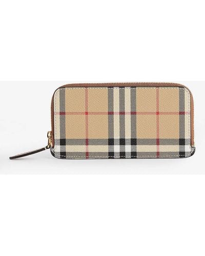 Burberry Somerset Checked Faux-leather Wallet - Natural