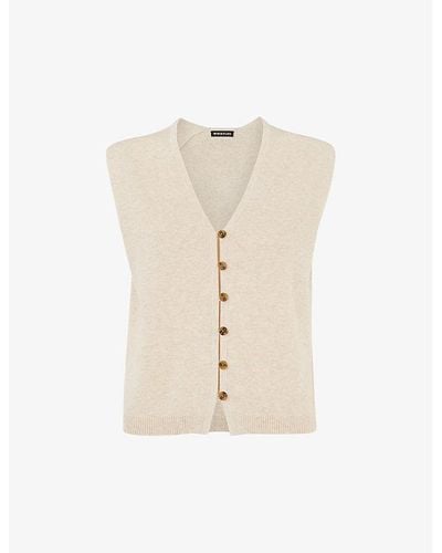 Whistles Bailey V-neck Knitted Tank Top - Natural