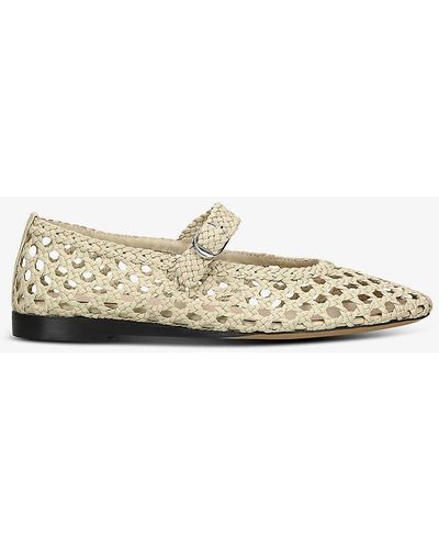 Le Monde Beryl Mary Jane Woven Leather Court Shoes - White