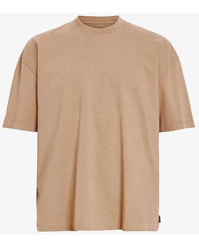 AllSaints Jase Logo-tab Relaxed-fit Organic-cotton T-shirt - Natural