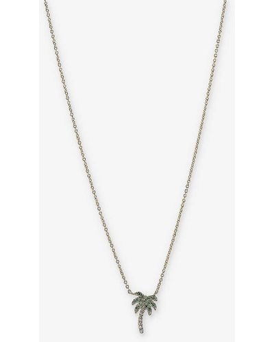 Roxanne First Rocky's Mini Palm Tree 14ct Yellow-gold 0.02ct Diamond And 0.10ct Garnet Charm Necklace - White