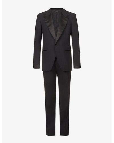 Tom Ford Shelton-fit Single-breasted Wool-blend Evening Suit - Black