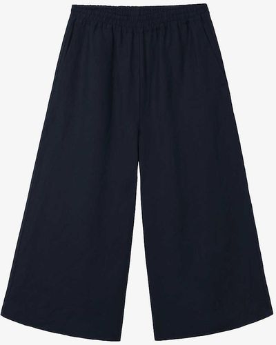 The White Company Vy Wide-leg High-rise Linen Culottes - Blue