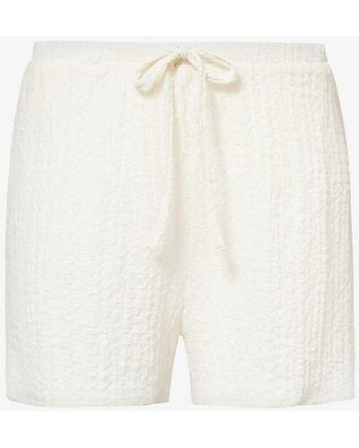 4th & Reckless Lanai Crinkle-texture Stretch-woven Shorts - White
